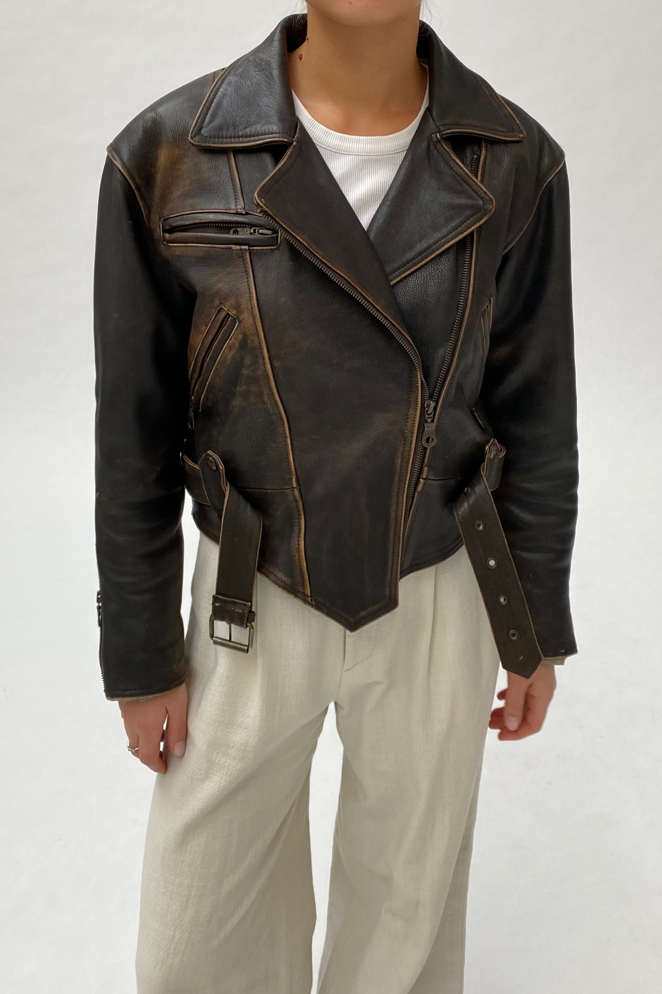 ジャケット・アウター archive vintage designed leather jacket Vintage 1940s 50s Monarch Steerhide Brown Leather Jacket USA