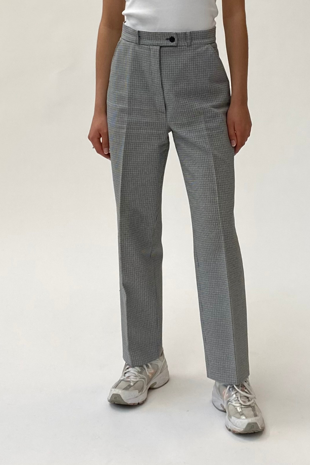 Grey Checkered Suit Pants