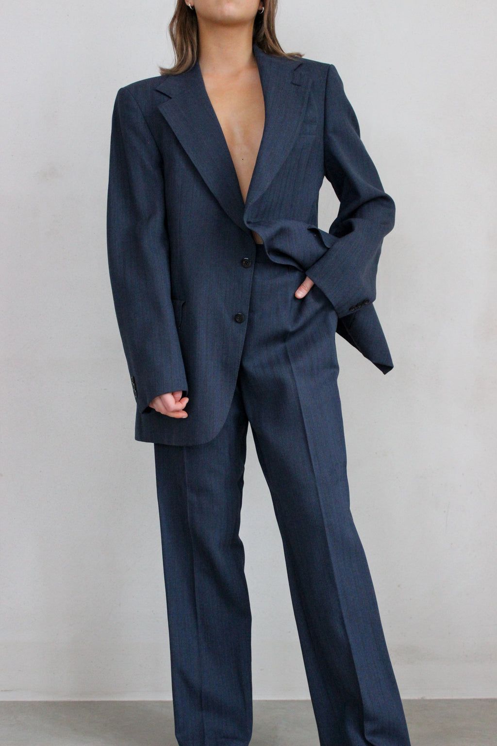 Navy Blue Wool Full Suit